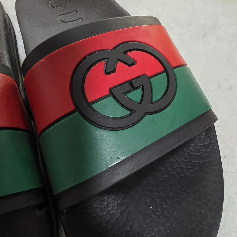 Gucci Signature Stripe Slide Sandals - Men’s - Size 40 - Picture 3 of 11